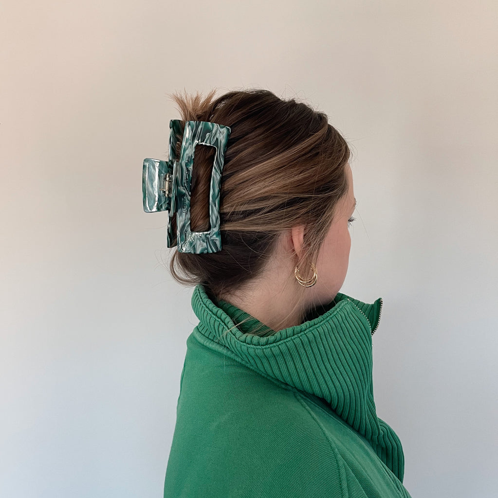 Green Waves Claw Clip